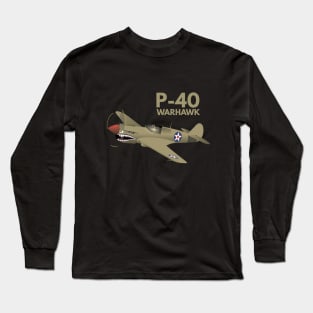 WW2 P-40 Warhawk Airplane Long Sleeve T-Shirt